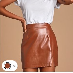 NWT Brown Vegan Leather mini skirt
